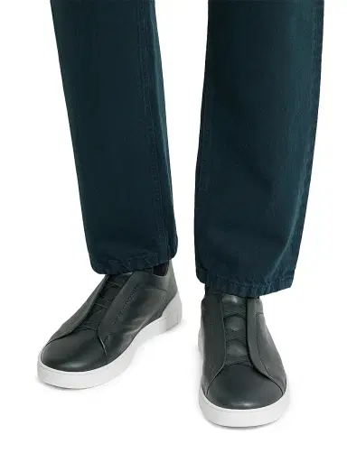 ZEGNA Men's Secondskin Triple Stitch Sneakers - Deep Green | Thumbnail 6