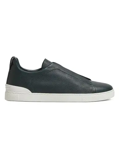 ZEGNA Men's Secondskin Triple Stitch Sneakers - Deep Green | Thumbnail 1