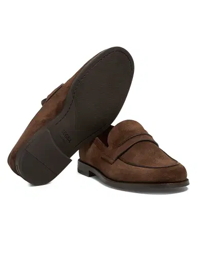 Zegna Men's Suede Mocassin Corso Loafers - Dark Brown - Size 13 | Thumbnail 4 Zegna Men's Suede Mocassin Corso Loafers - Dark Brown - Size 13 | Thumbnail 4