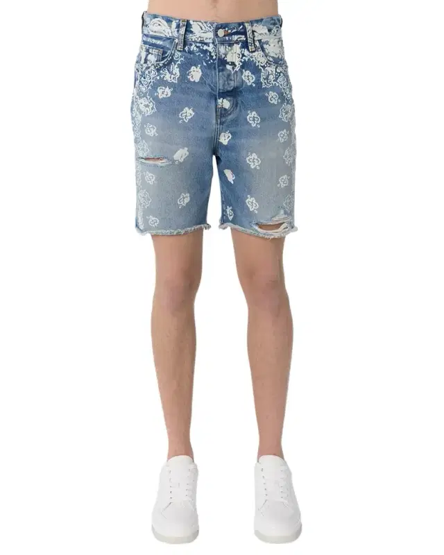 Amiri Men 's Bleach Bandana Denim Shorts