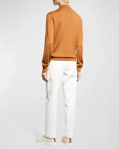 ZEGNA Men's Cashmere-Silk Polo Sweater | Thumbnail 3