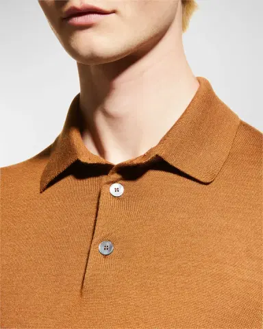 ZEGNA Men's Cashmere-Silk Polo Sweater | Thumbnail 5