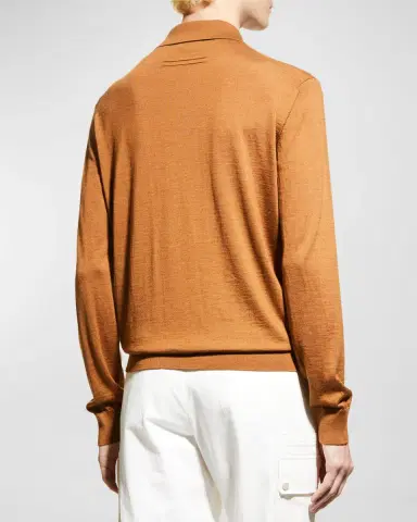 ZEGNA Men's Cashmere-Silk Polo Sweater | Thumbnail 6