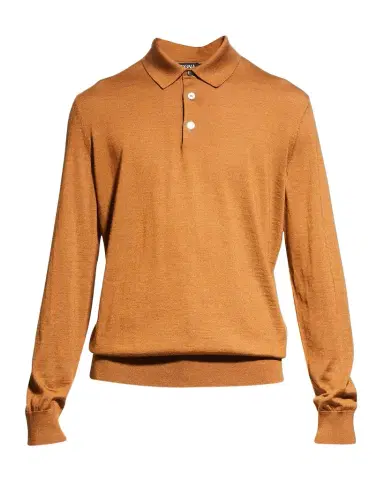 ZEGNA Men's Cashmere-Silk Polo Sweater | Thumbnail 1