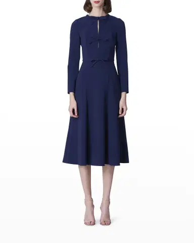 Carolina Herrera Triple Bow Keyhole-Front Midi Dress | Thumbnail 2 Carolina Herrera Triple Bow Keyhole-Front Midi Dress | Thumbnail 2