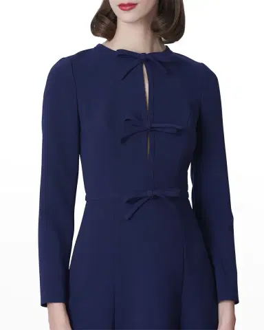 Carolina Herrera Triple Bow Keyhole-Front Midi Dress | Thumbnail 4 Carolina Herrera Triple Bow Keyhole-Front Midi Dress | Thumbnail 4