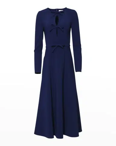 Carolina Herrera Triple Bow Keyhole-Front Midi Dress | Thumbnail 1 Carolina Herrera Triple Bow Keyhole-Front Midi Dress | Thumbnail 1