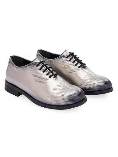 Moustache Little Boy's & Boy's Closed Lace Perforated Dress Shoes - Platinum 9 (Toddler) | Thumbnail 3
