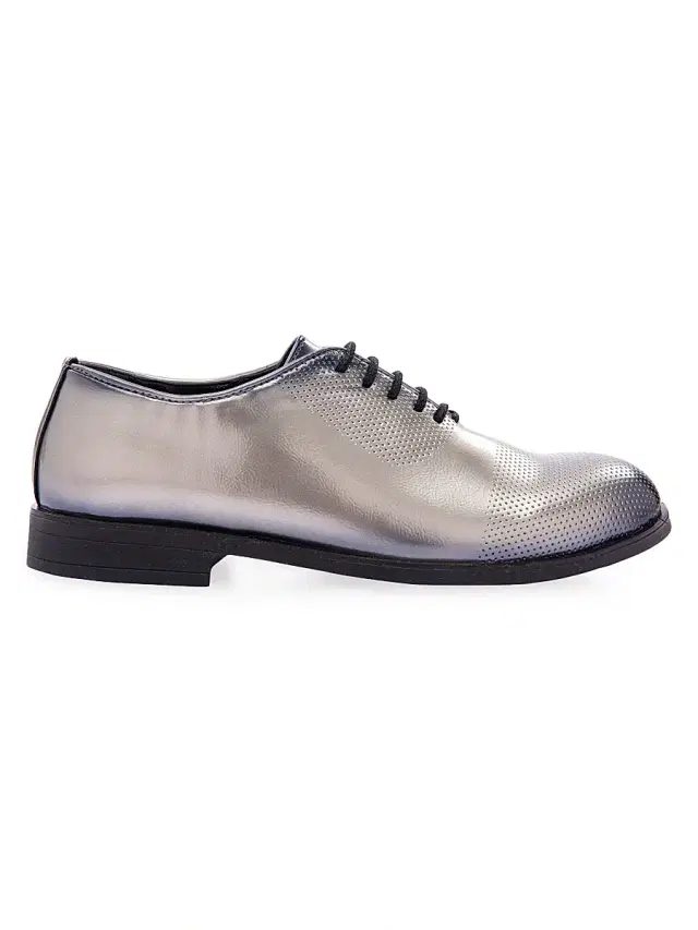 Moustache Little Boy's & Boy's Closed Lace Perforated Dress Shoes - Platinum 9 (Toddler)