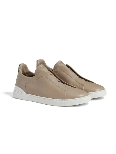 ZEGNA Men's Secondskin Triple Stitch Sneakers - Light Taupe | Thumbnail 2
