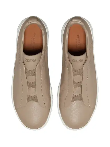 ZEGNA Men's Secondskin Triple Stitch Sneakers - Light Taupe | Thumbnail 3