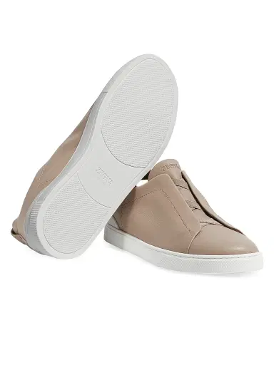 ZEGNA Men's Secondskin Triple Stitch Sneakers - Light Taupe | Thumbnail 4