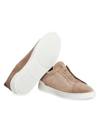 ZEGNA Men's Suede Triple Stitch Sneakers - Beige | Thumbnail 5 ZEGNA Men's Suede Triple Stitch Sneakers - Beige | Thumbnail 5