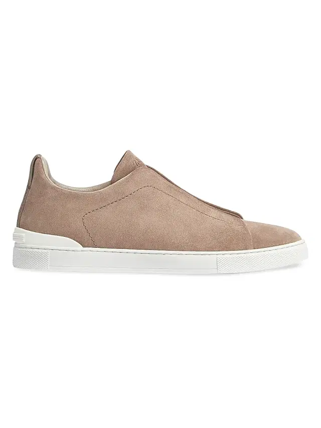 ZEGNA Men's Suede Triple Stitch Sneakers - Beige