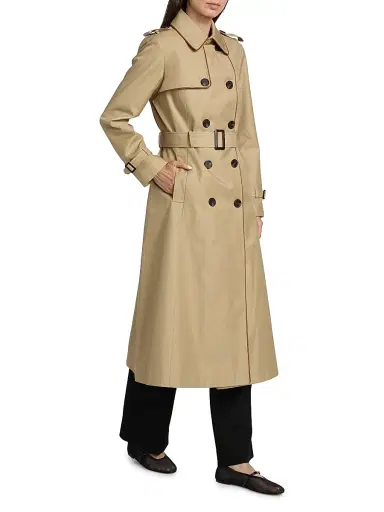 Mercer Collective Women's Faux Leather Trim Trench Coat - Birch Tan | Thumbnail 4