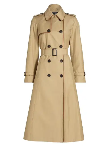 Mercer Collective Women's Faux Leather Trim Trench Coat - Birch Tan | Thumbnail 1