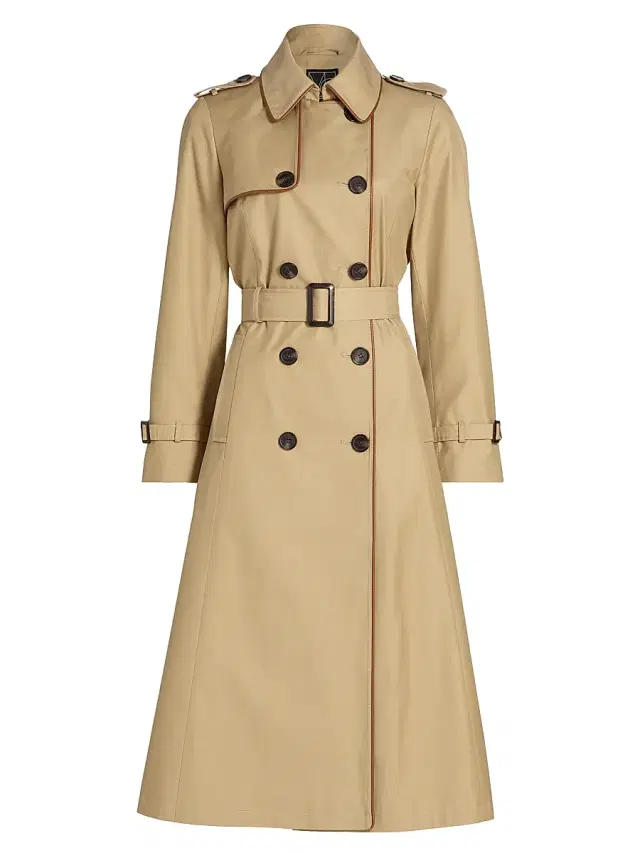 Mercer Collective Women's Faux Leather Trim Trench Coat - Birch Tan