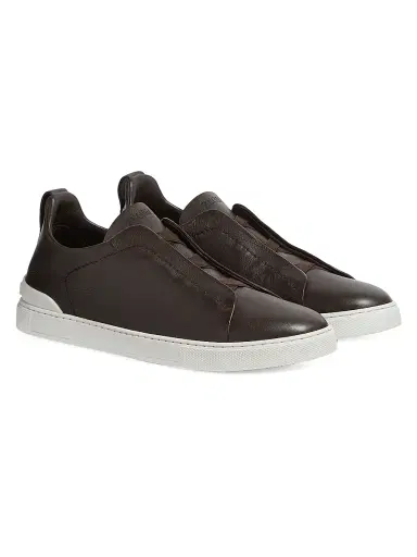 ZEGNA Men's Secondskin Triple Stitch Sneakers - Dark Brown | Thumbnail 2 ZEGNA Men's Secondskin Triple Stitch Sneakers - Dark Brown | Thumbnail 2