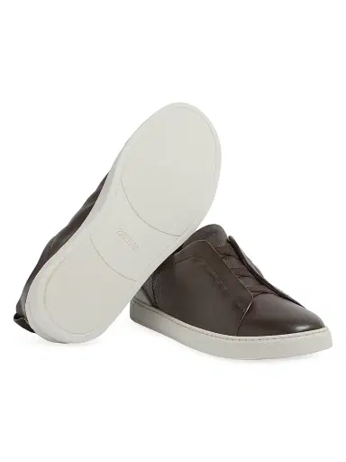 ZEGNA Men's Secondskin Triple Stitch Sneakers - Dark Brown | Thumbnail 4 ZEGNA Men's Secondskin Triple Stitch Sneakers - Dark Brown | Thumbnail 4
