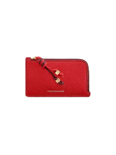 MAISON de SABRÉ Women's Leather Zip Card Holder - Pomegranate Plum | Thumbnail 1 MAISON de SABRÉ Women's Leather Zip Card Holder - Pomegranate Plum | Thumbnail 1