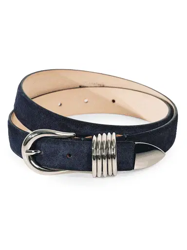 Déhanche Women's Hollyhock Suede Belt - Navy And Silver | Thumbnail 2