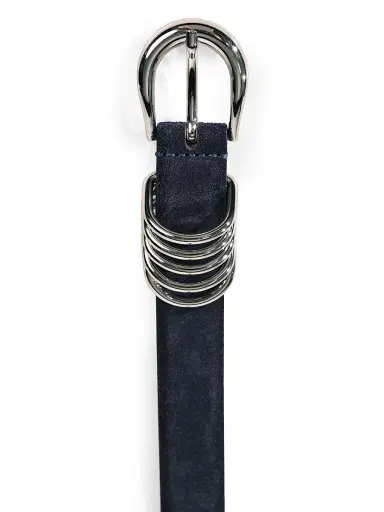 Déhanche Women's Hollyhock Suede Belt - Navy And Silver | Thumbnail 3