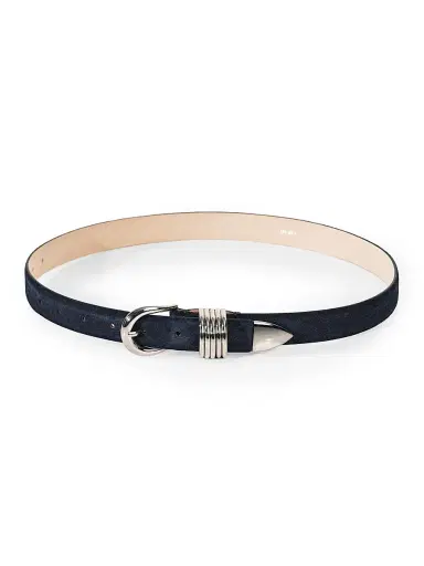 Déhanche Women's Hollyhock Suede Belt - Navy And Silver | Thumbnail 1