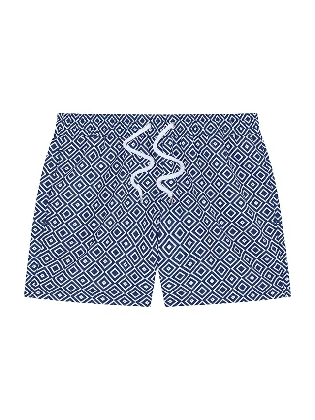 Frescobol Carioca Men's Rio Angra Print Swim Shorts - Navy Blue