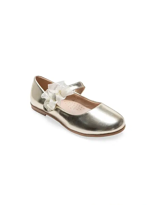 Tulleen Baby Girl's Haile Rhinestone Flower Flats - Gold 5 (Child)