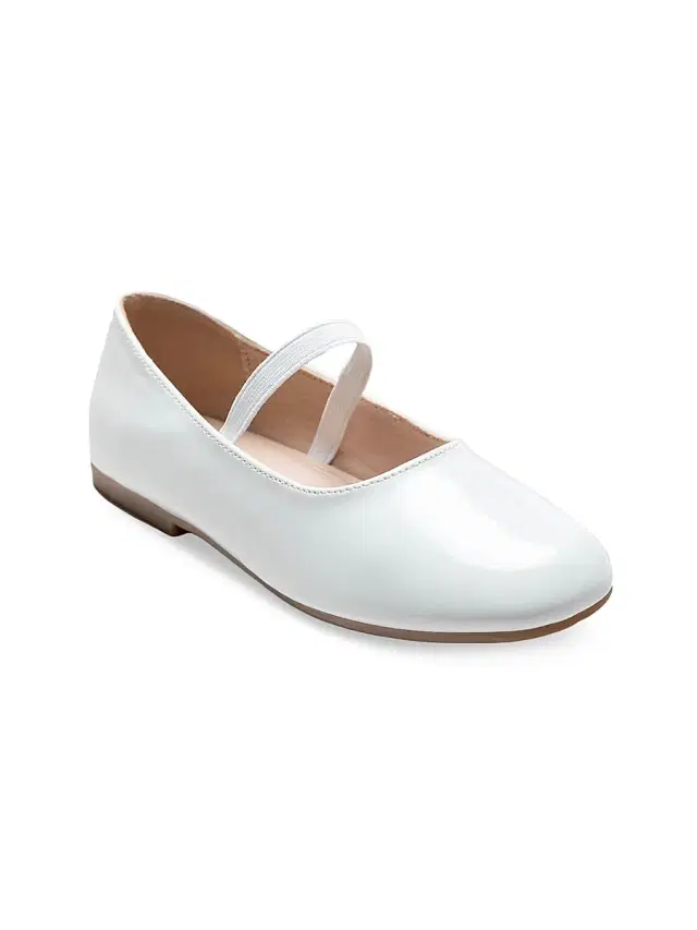 Tulleen Little Girl's & Girl's Satin Colette Flats - White 4 (Child)