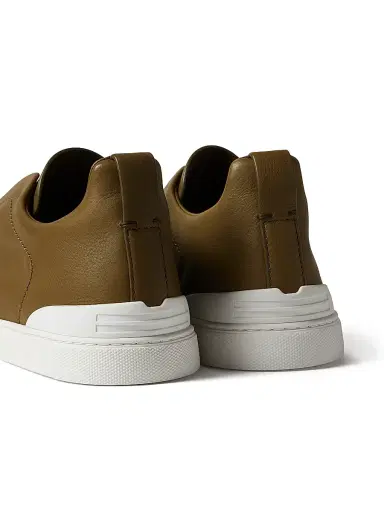 Zegna Men's Secondskin Triple Stitch Sneakers - Olive Green - Size 13 | Thumbnail 5