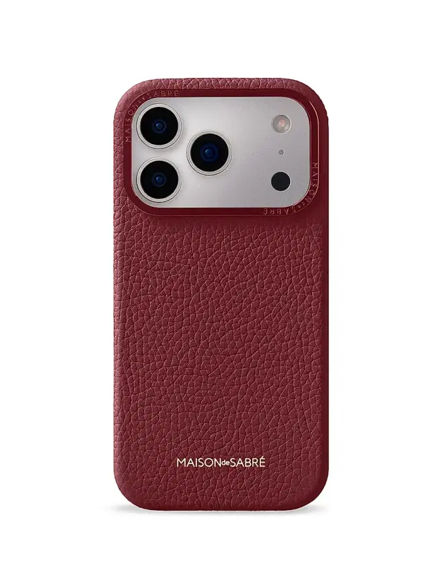 Maison de Sabre Leather Phone Case (iPhone 17 Pro) - Plum Red