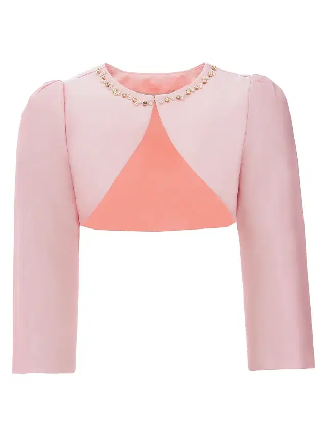 Tulleen Little Girl's & Girl's Cropped Satin Cardigan - Peach Pink