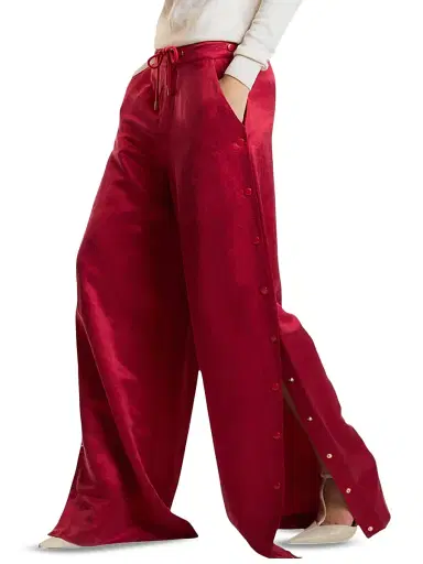 CYNTHIA ROWLEY Women's Breakaway Snap-Side Silk-Blend Wide-Leg Pants | Thumbnail 2 CYNTHIA ROWLEY Women's Breakaway Snap-Side Silk-Blend Wide-Leg Pants | Thumbnail 2