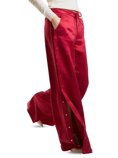 CYNTHIA ROWLEY Women's Breakaway Snap-Side Silk-Blend Wide-Leg Pants | Thumbnail 3 CYNTHIA ROWLEY Women's Breakaway Snap-Side Silk-Blend Wide-Leg Pants | Thumbnail 3