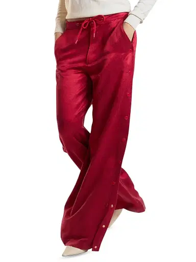 CYNTHIA ROWLEY Women's Breakaway Snap-Side Silk-Blend Wide-Leg Pants | Thumbnail 1 CYNTHIA ROWLEY Women's Breakaway Snap-Side Silk-Blend Wide-Leg Pants | Thumbnail 1