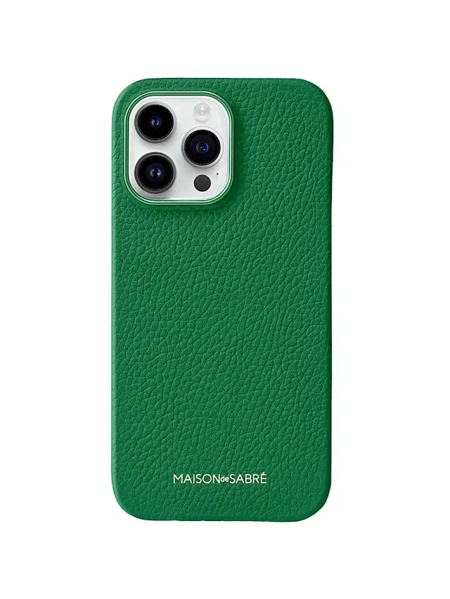 Maison de Sabre Leather Phone Case (iPhone 14 Pro) - Emerald Green