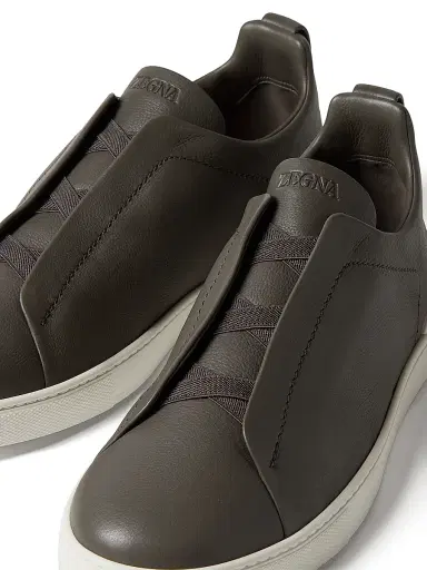 Zegna Men's Secondskin Triple Stitch Sneakers - Dark Taupe | Thumbnail 5