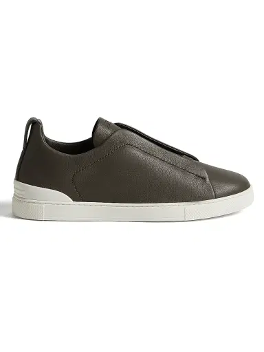 Zegna Men's Secondskin Triple Stitch Sneakers - Dark Taupe | Thumbnail 1