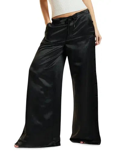CYNTHIA ROWLEY Women's Breakaway Snap-Side Silk-Blend Wide-Leg Pants | Thumbnail 1 CYNTHIA ROWLEY Women's Breakaway Snap-Side Silk-Blend Wide-Leg Pants | Thumbnail 1