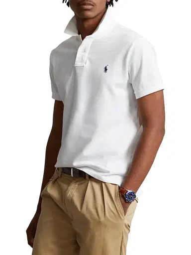 Polo Ralph Lauren Men's Logo Cotton Slim-Fit Polo Shirt - White - Size XXL | Thumbnail 4 Polo Ralph Lauren Men's Logo Cotton Slim-Fit Polo Shirt - White - Size XXL | Thumbnail 4