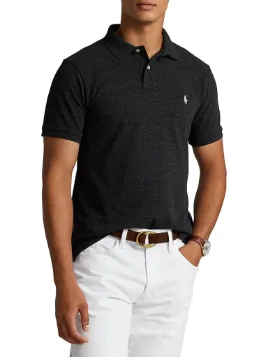 Polo Ralph Lauren Men's Logo Cotton Slim-Fit Polo Shirt - Black Marble - Size XXL | Thumbnail 3 Polo Ralph Lauren Men's Logo Cotton Slim-Fit Polo Shirt - Black Marble - Size XXL | Thumbnail 3