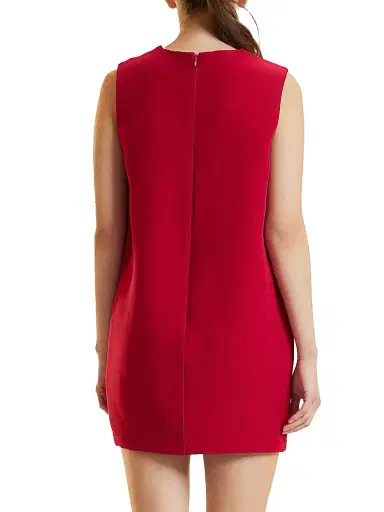 CYNTHIA ROWLEY Women's Silk-Wool Sleeveless Shift Minidress - Red - Size Large | Thumbnail 5 CYNTHIA ROWLEY Women's Silk-Wool Sleeveless Shift Minidress - Red - Size Large | Thumbnail 5