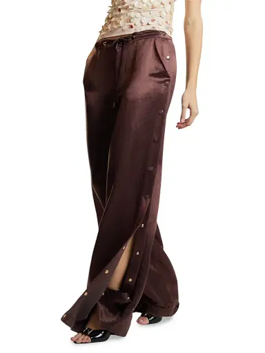 CYNTHIA ROWLEY Women's Breakaway Snap-Side Silk-Blend Wide-Leg Pants | Thumbnail 4 CYNTHIA ROWLEY Women's Breakaway Snap-Side Silk-Blend Wide-Leg Pants | Thumbnail 4