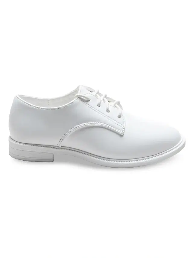 Derby Faux Leather Dress Shoes - White 5 (Child)