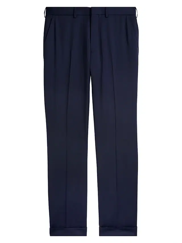 Ralph Lauren Purple Label Men's Greg Flat-Front Wool Pants - Navy