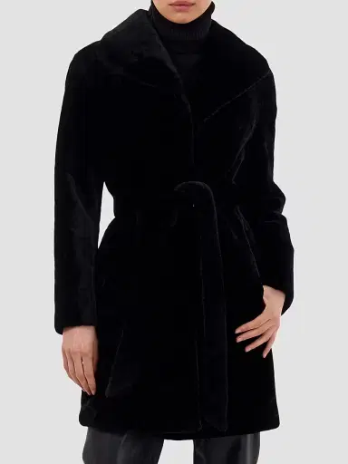 Gorski Women's Shearling Lamb Stroller Reversible to Taffeta Belt - Black - Size XL | Thumbnail 2 Gorski Women's Shearling Lamb Stroller Reversible to Taffeta Belt - Black - Size XL | Thumbnail 2