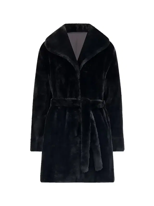 Gorski Women's Shearling Lamb Stroller Reversible to Taffeta Belt - Black - Size XL