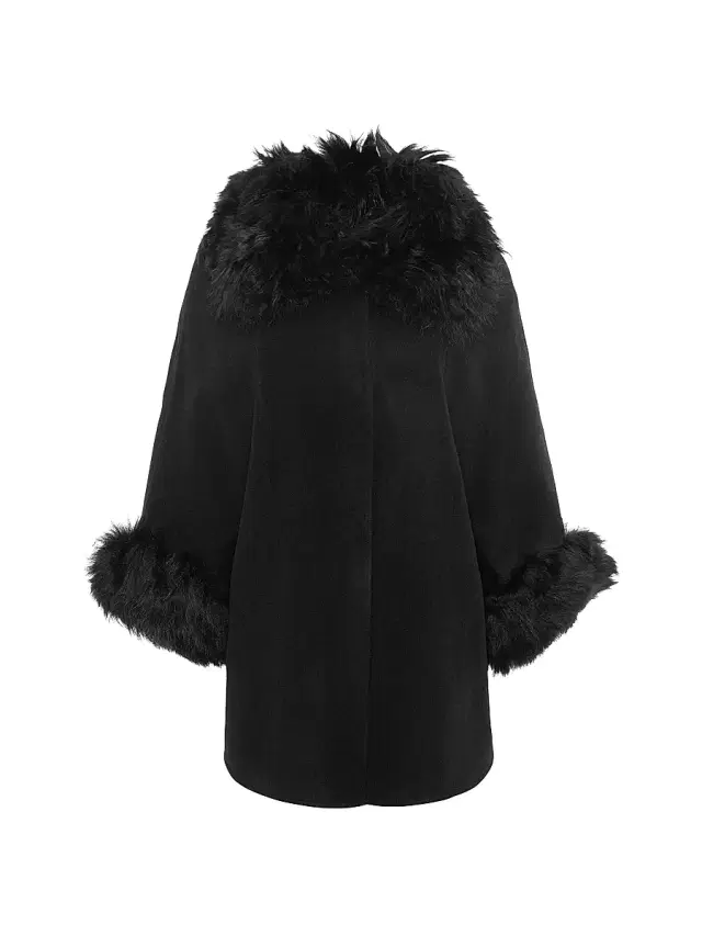 Gorski Women's Select Wool Coats with Select Lamb Collar and Cuffs - Black
