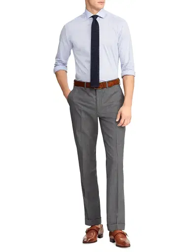 Ralph Lauren Purple Label Men's Greg Flat-Front Wool Pants - Grey - Size 42 | Thumbnail 2 Ralph Lauren Purple Label Men's Greg Flat-Front Wool Pants - Grey - Size 42 | Thumbnail 2